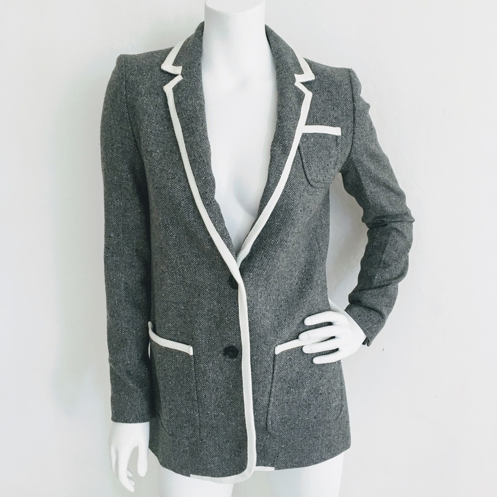 Banana Republic Gray Blazer With White Trim